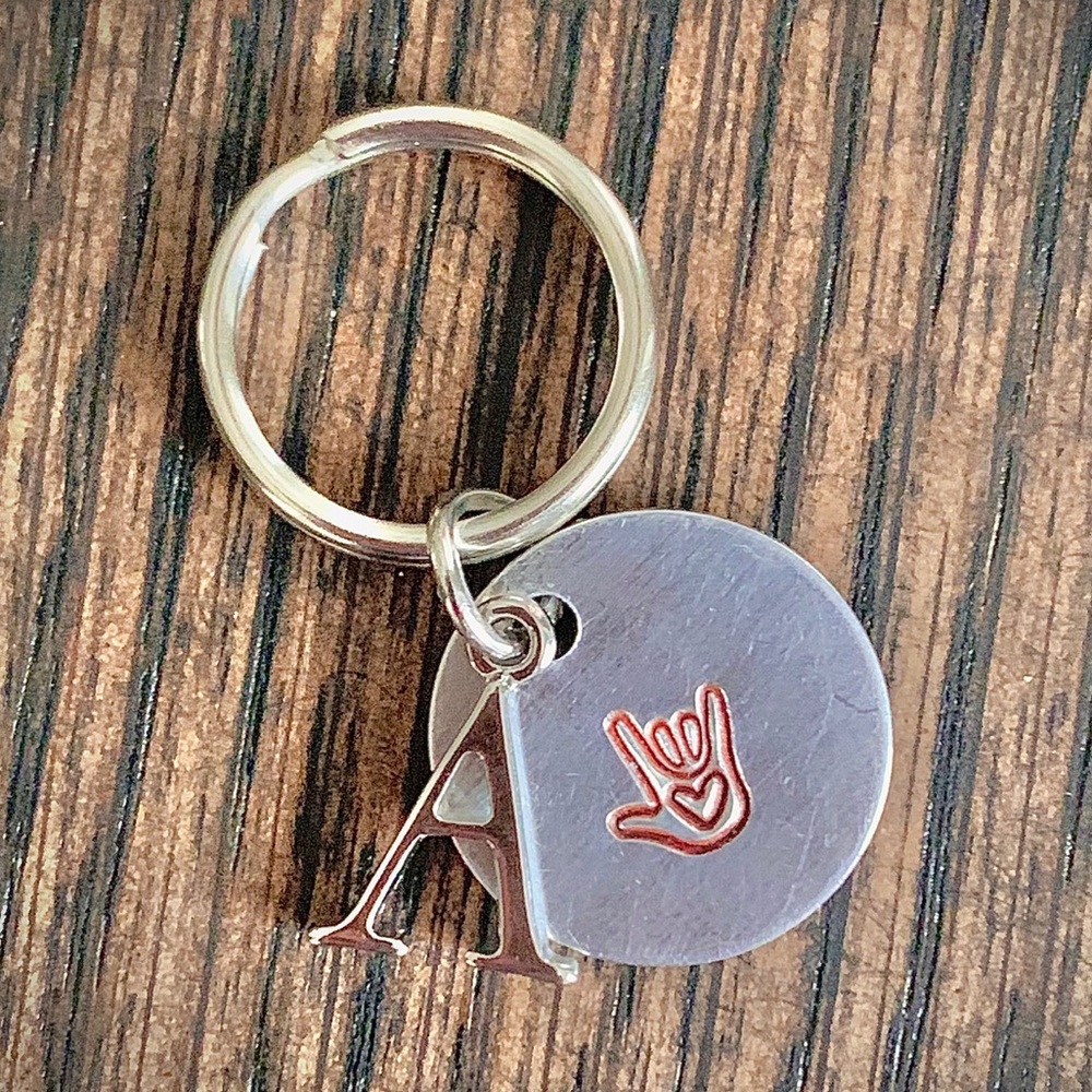 I Love You (ASL) Keychain with Customized Letter